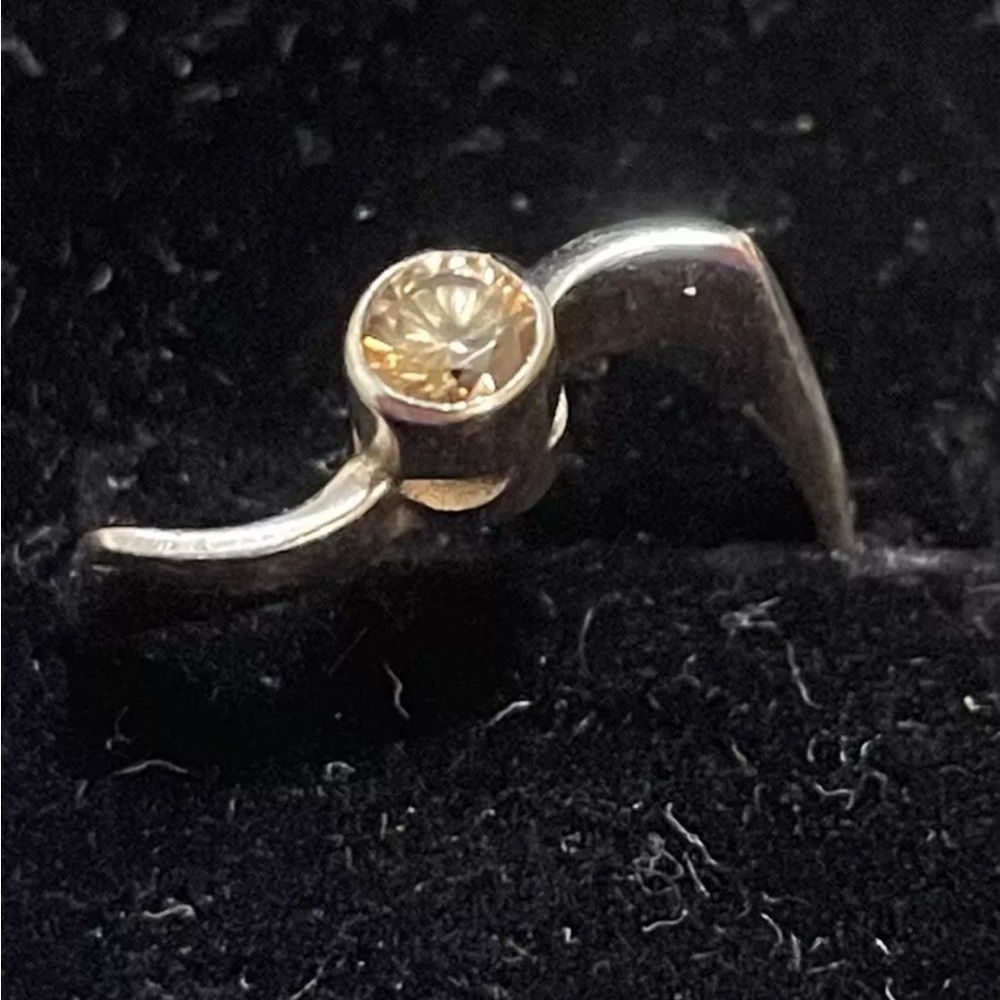 LADIES ARGENTIUM 935 93.5% SILVER SMOKY QUARTZ ESTATE RING SIZE 6.25 2.2 GRAMS